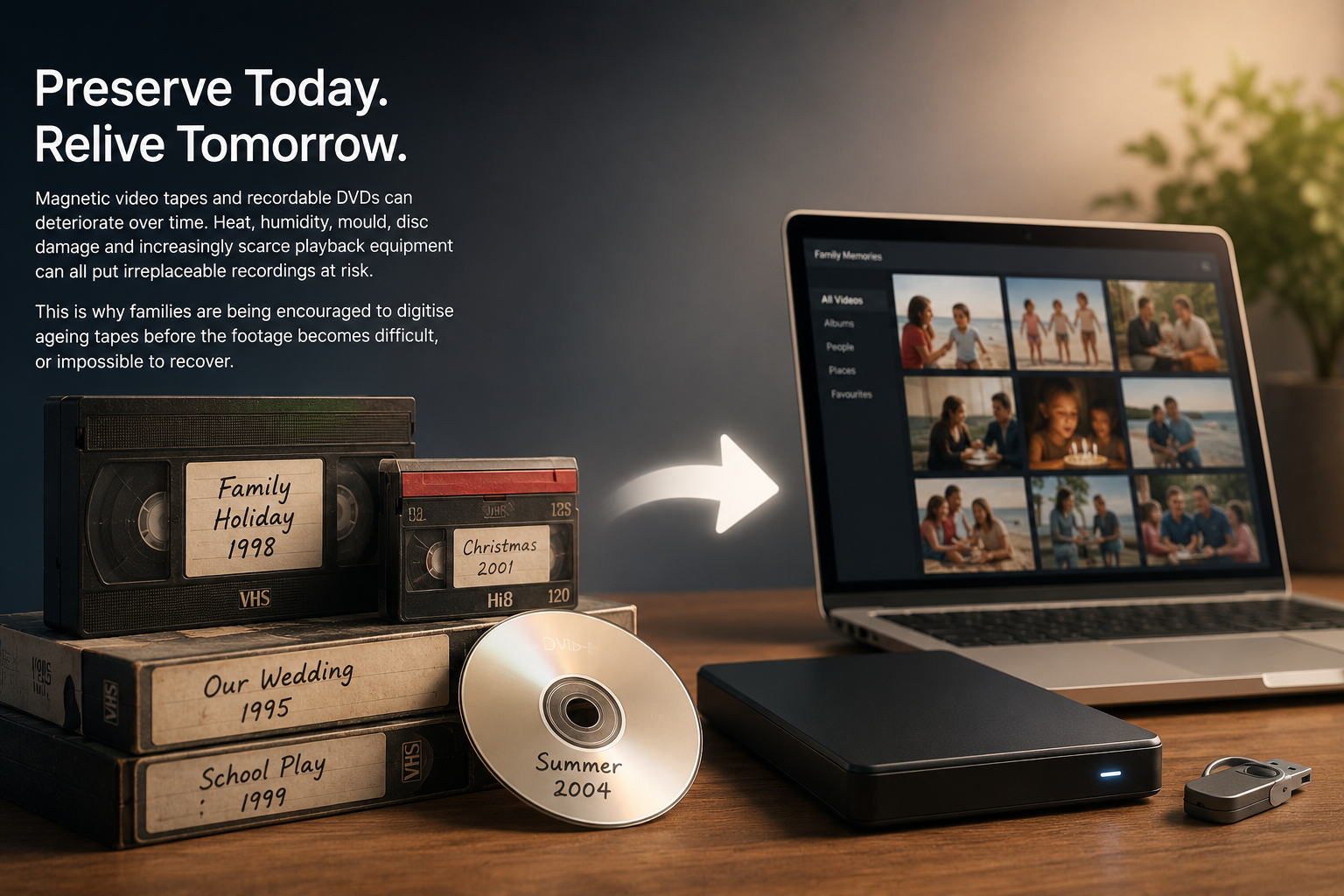 Family videotapes, DVD and digital storage being preserved for future viewing